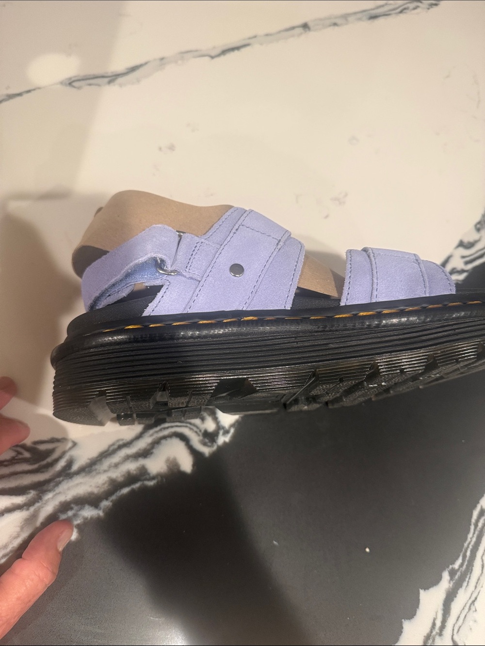 Dr. Martens Cornflower Blue Zebzag Sandal - Double Buckle - Picture 3 of 8